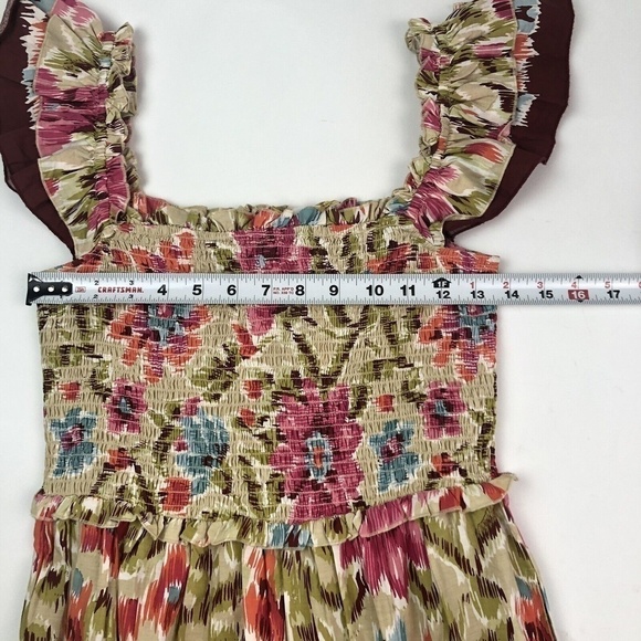 House Of Harlow Floral Cottagecore Maxi Dress S Smocked Ruffled Boho Peasant - Picture 6 of 10